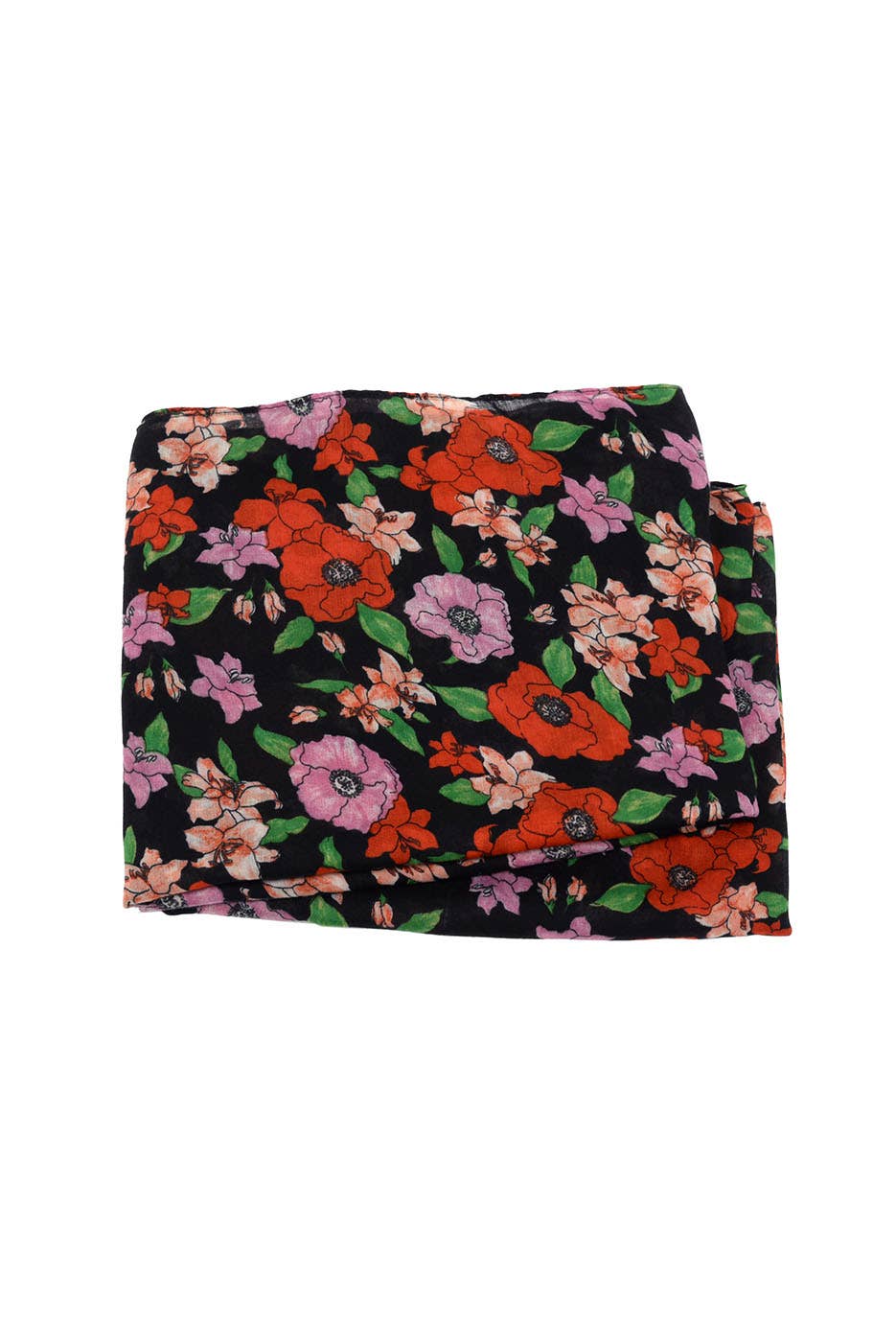 Black Poppy Field Scarf 180X88