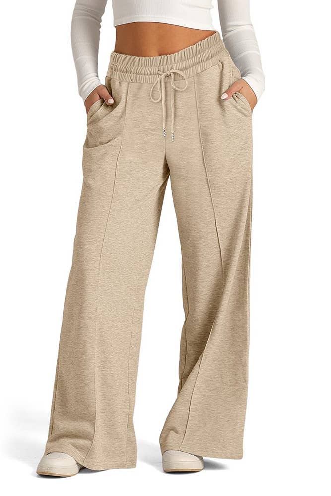 UNISHE - Solid Color Casual High Waist Wide Let Pants ZK2237