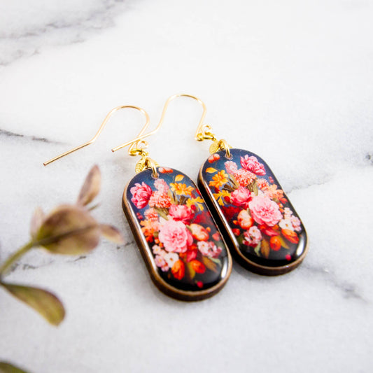 Moody Floral Bouquet Oblong Earrings