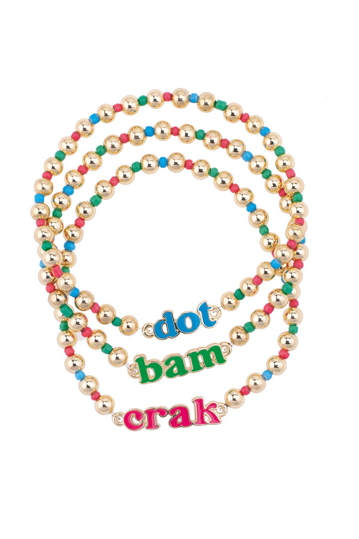 Canvas Style - Dot Crak Bam Rainbow Ball Bead Stretch Bracelet Set of 3