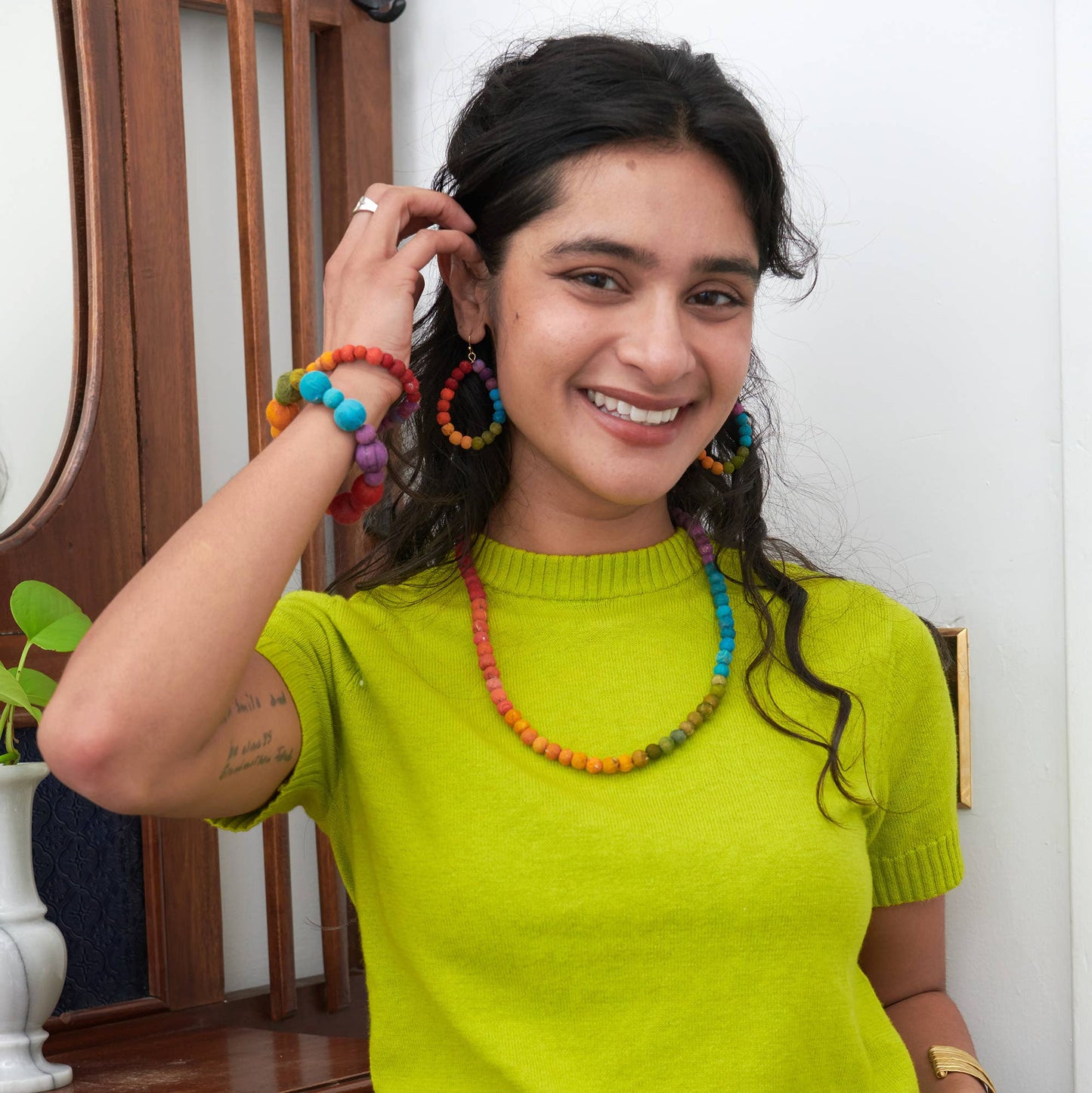 Kantha Prism Teardrop Earrings