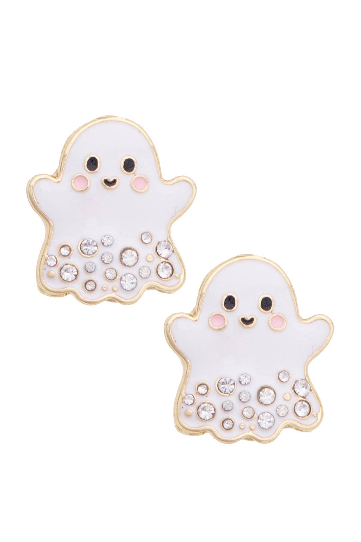 Canvas Style - Rhinestone Ghost Stud Earrings in White