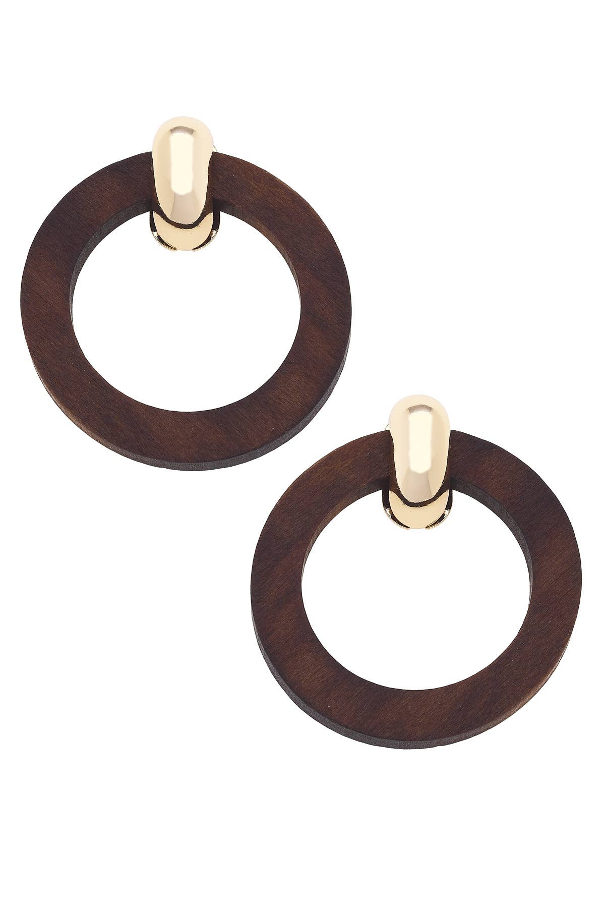Kai Wooden Hoop Earrings in Brown