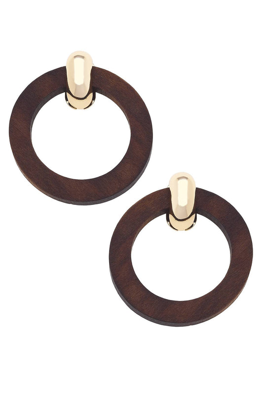 Kai Wooden Hoop Earrings in Brown
