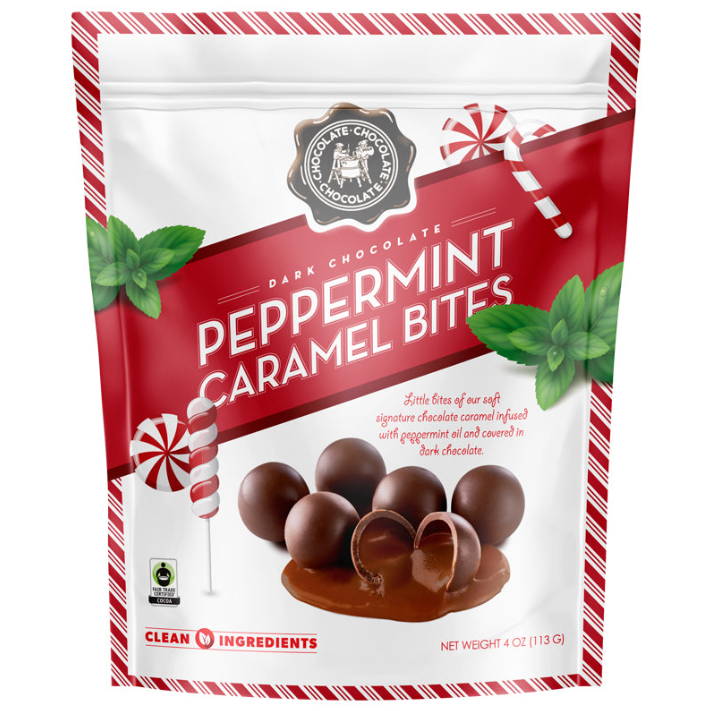 Chocolate Chocolate Chocolate Company - Dark Chocolate Peppermint Caramel Bites 4 OZ - CASE/12