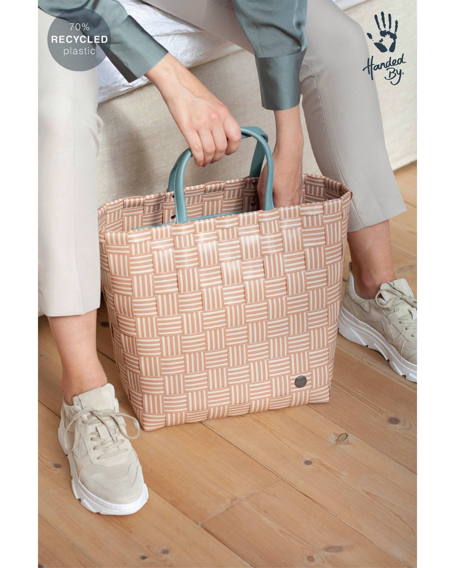 Joy Recycled Handwoven Shopper w/Inside Pocket-Copper Blush