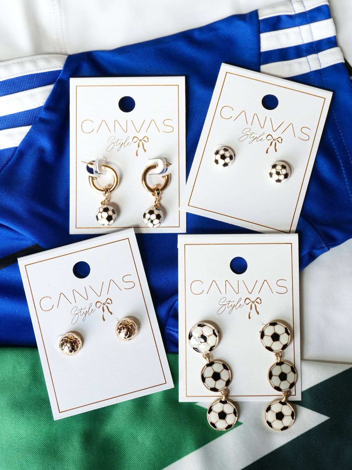 Canvas Style - Soccer Ball Enamel Stud Earrings in Black/White