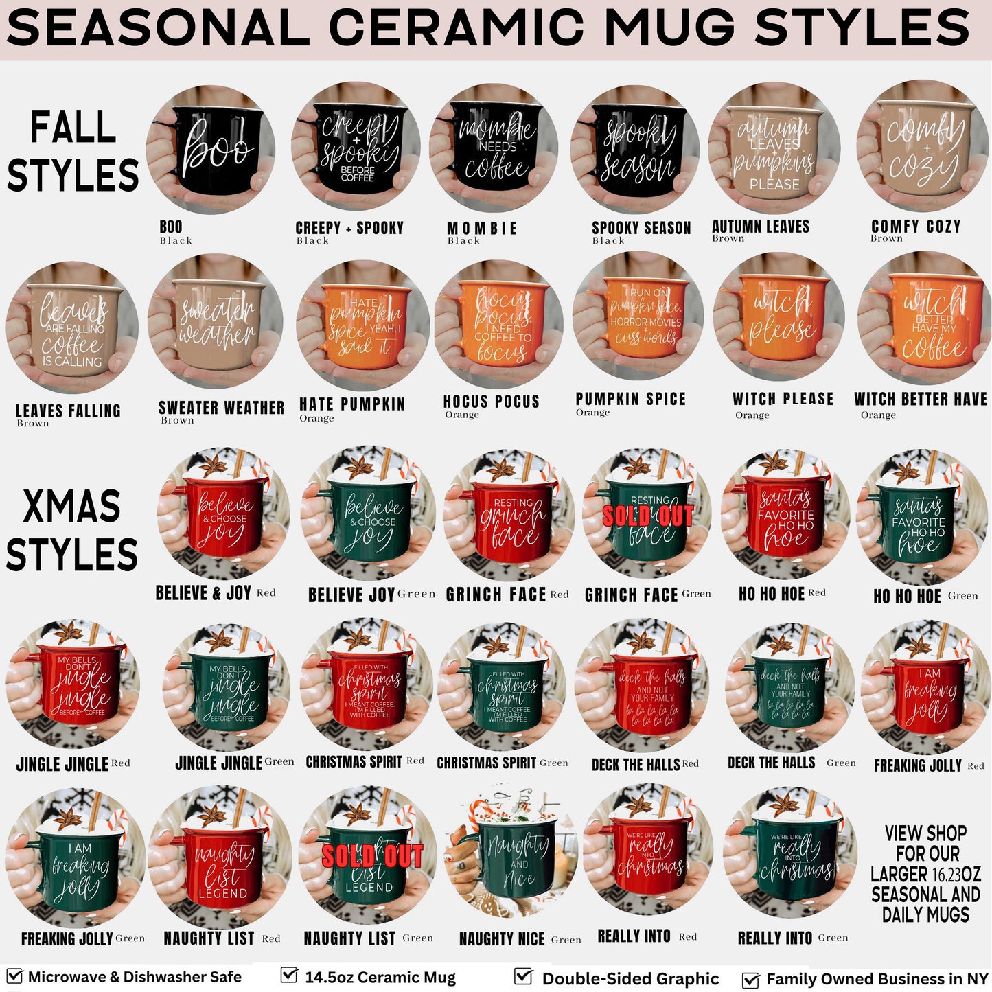 Gia Roma - Neutral Fall Coffee Mug, Ceramic Cups for Autumn Home Accent