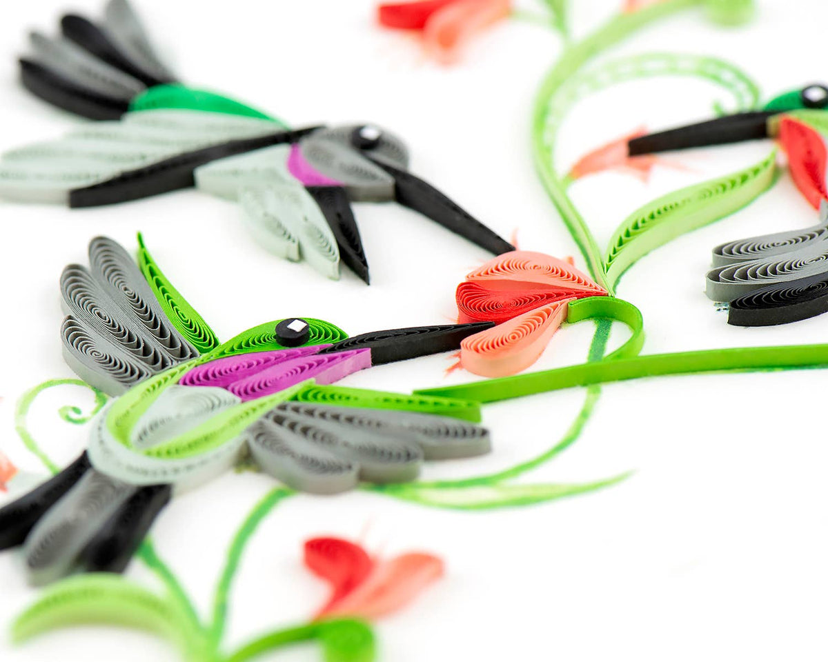 Quilling Card - Hummingbird Trio Card