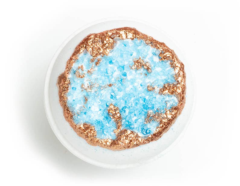 Crystal Bath Bomb - Turquoise - Blue + Gold