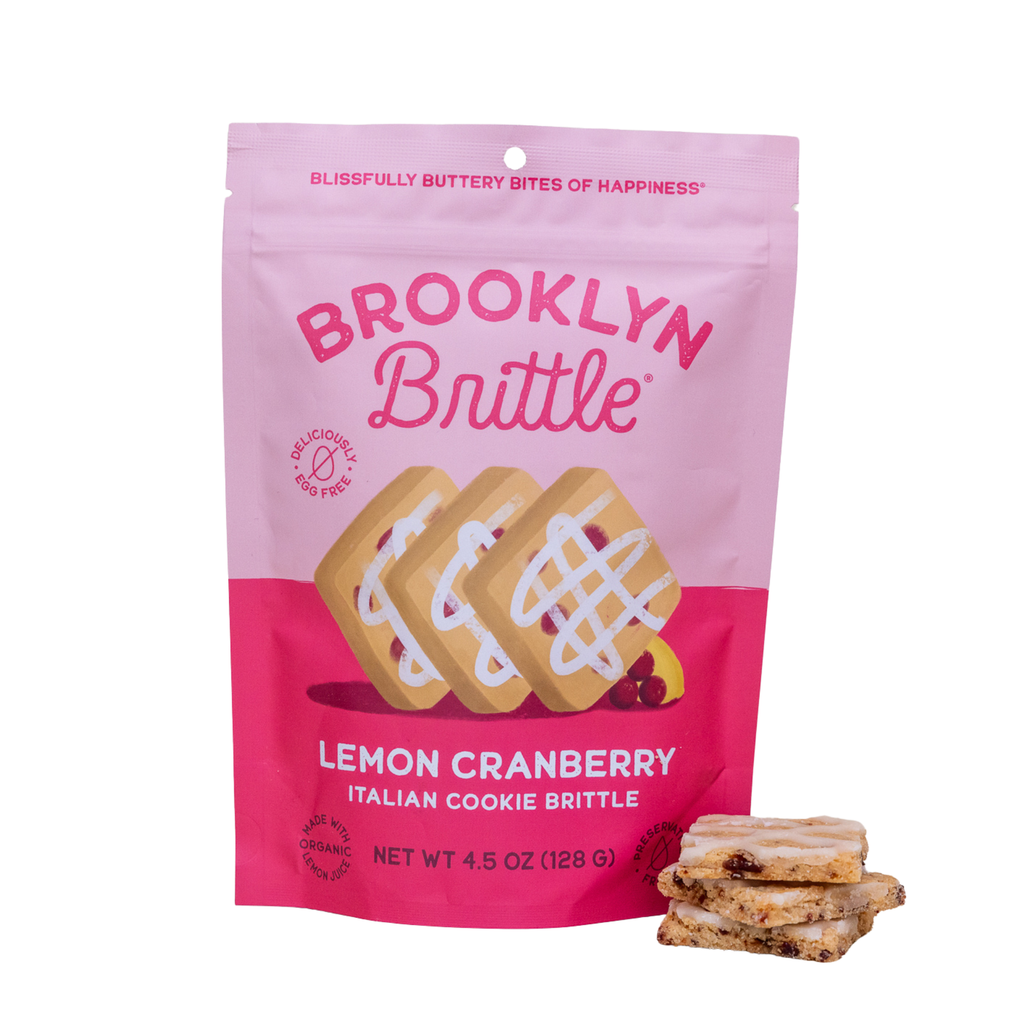 Italian Cookie Brittle – Lemon Cranberry | Pouch Bag