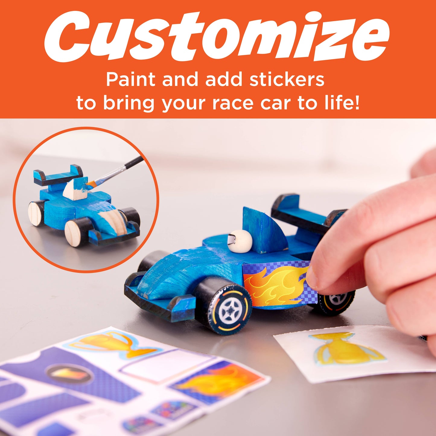 Faber-Castell / Creativity for Kids - Buildeez! Blaze Race Car - DIY Wooden Craft Kit for Kids