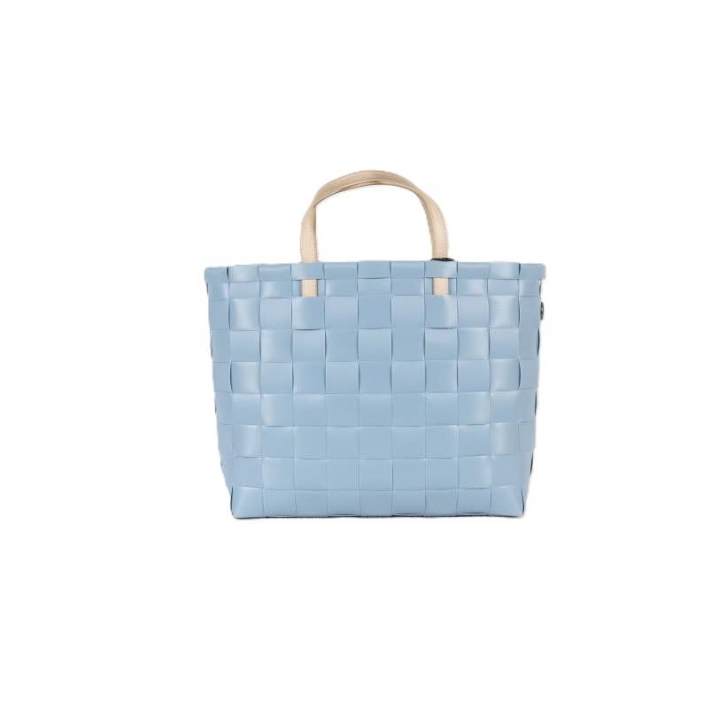 Petite Recycled Handwoven Small Tote w/Inside Pocket-Faded Blue