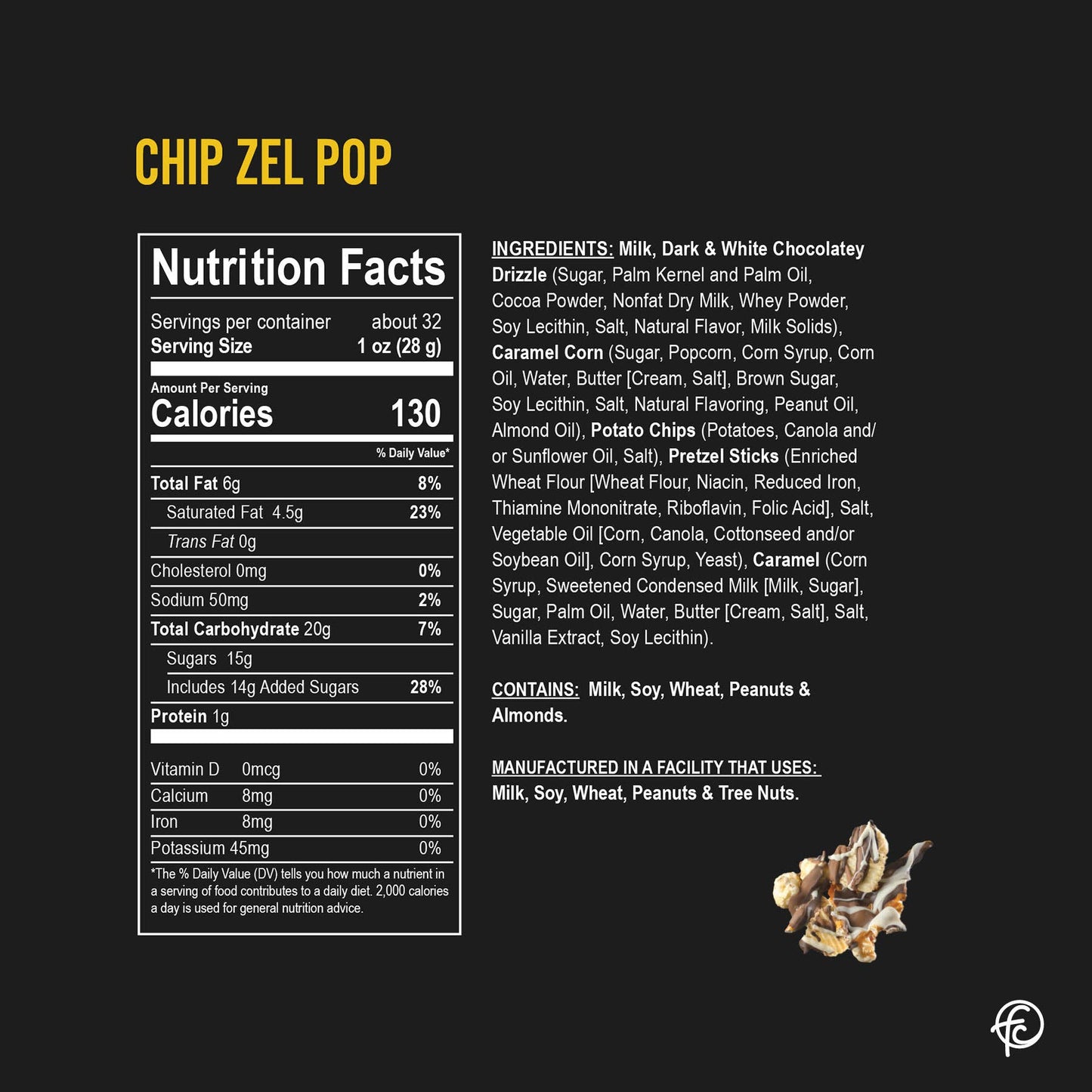 Funky Chunky - Chip Zel Pop | Caramel Popcorn with Chocolate | 5-ounce Bags