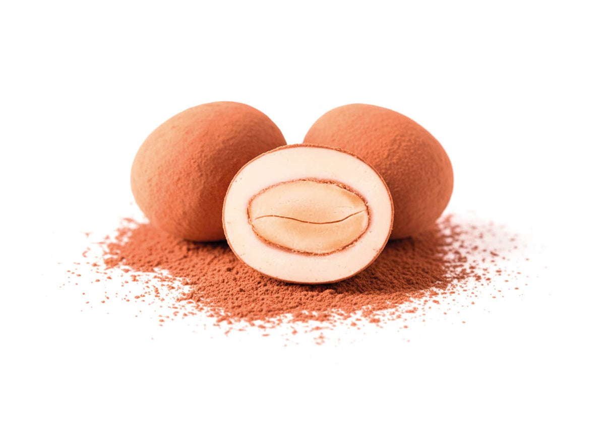 Caramelized Marcona Almond Coated in White Chocolate & Cocoa