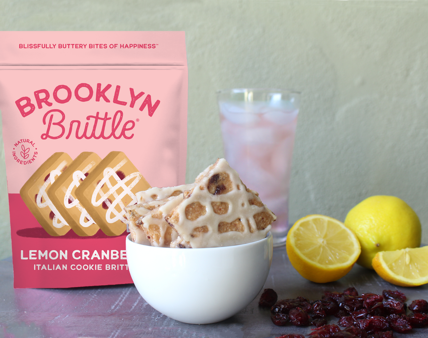 Italian Cookie Brittle – Lemon Cranberry | Pouch Bag