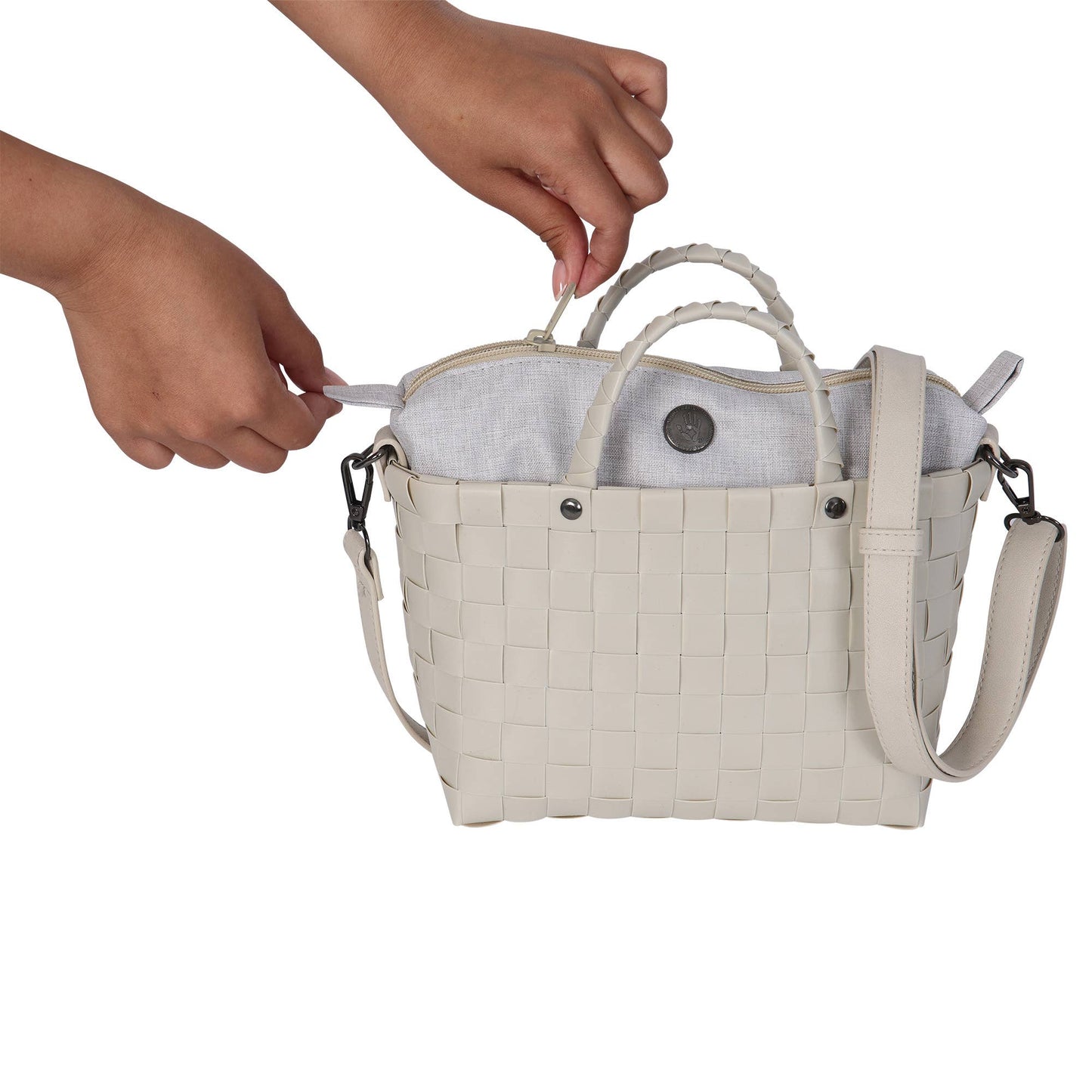 Dash Recycled Handwoven Crossbody Bag - Pale Grey