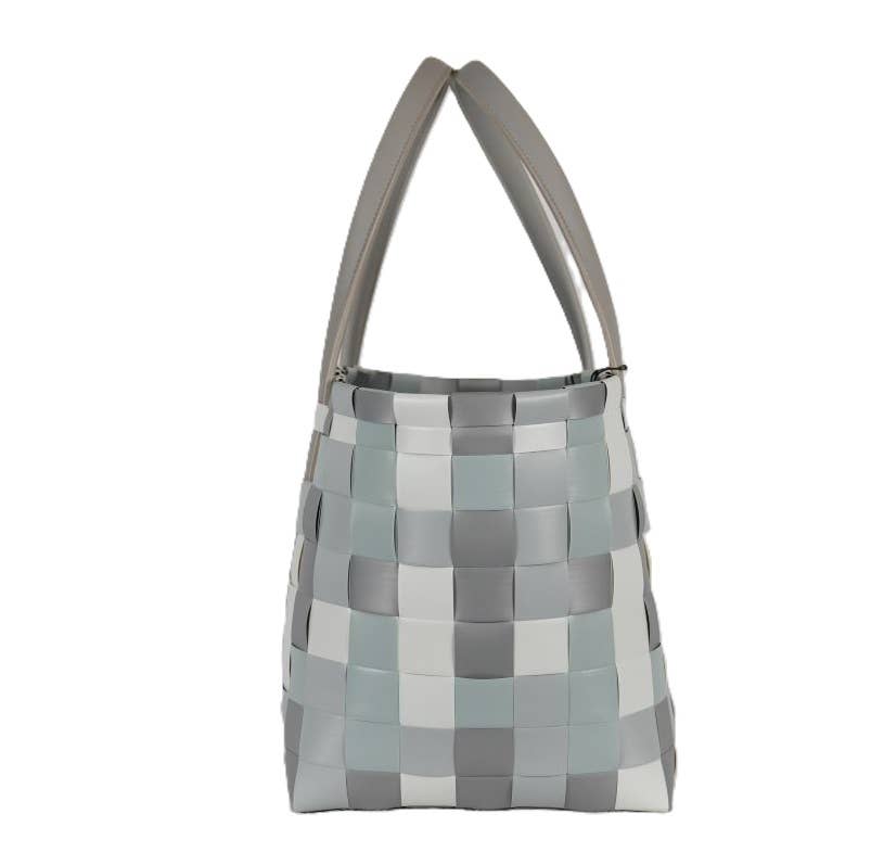 Color Block Recycled Handwoven Tote Bag - Elephant Mix