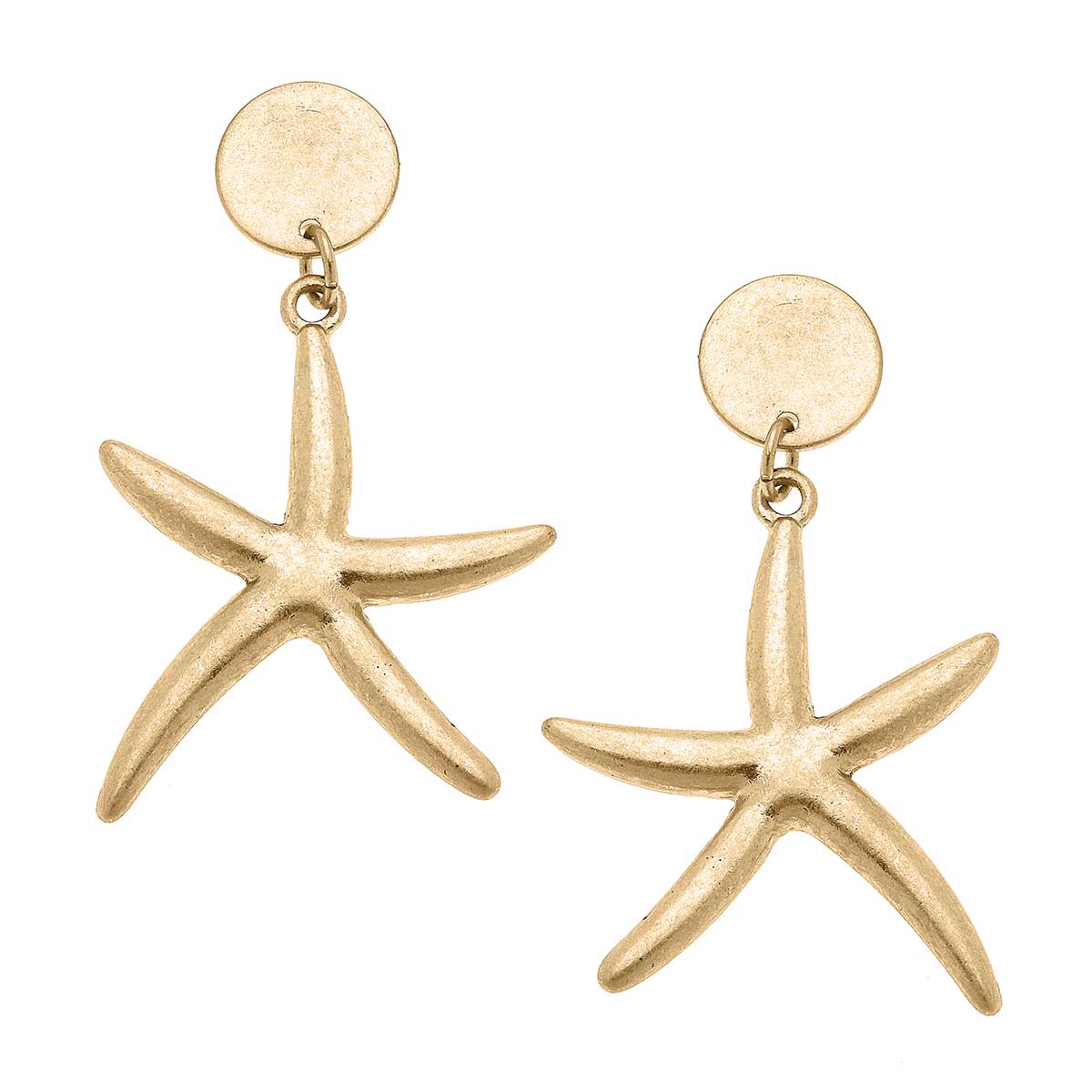 Starfish Statement Earrings in Worn Gold