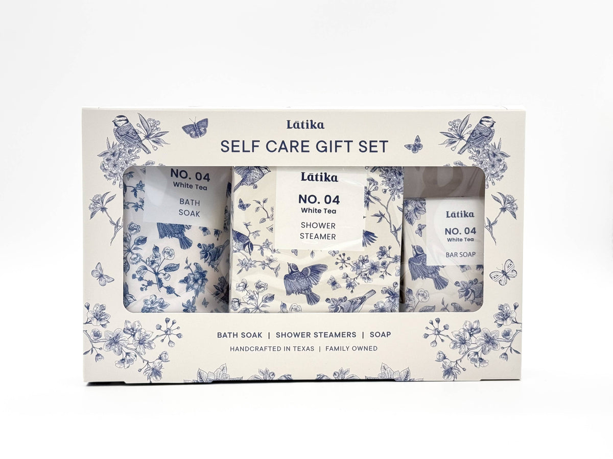 Latika Beauty - Self Care Gift Set - White Tea Bath, Steamer & Soap