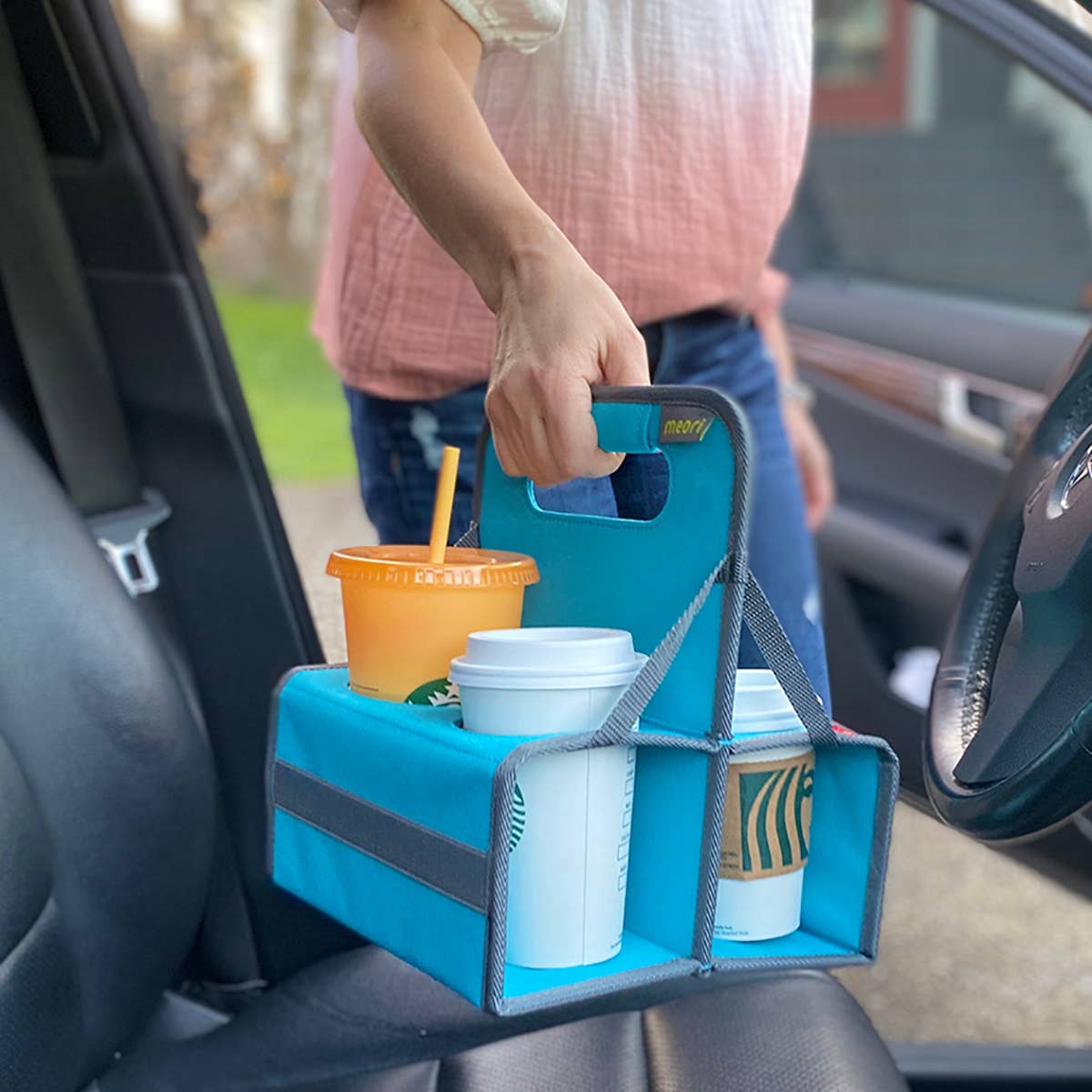 4 Cup Collapsible Reusable Drink Carrier - Marine Blue