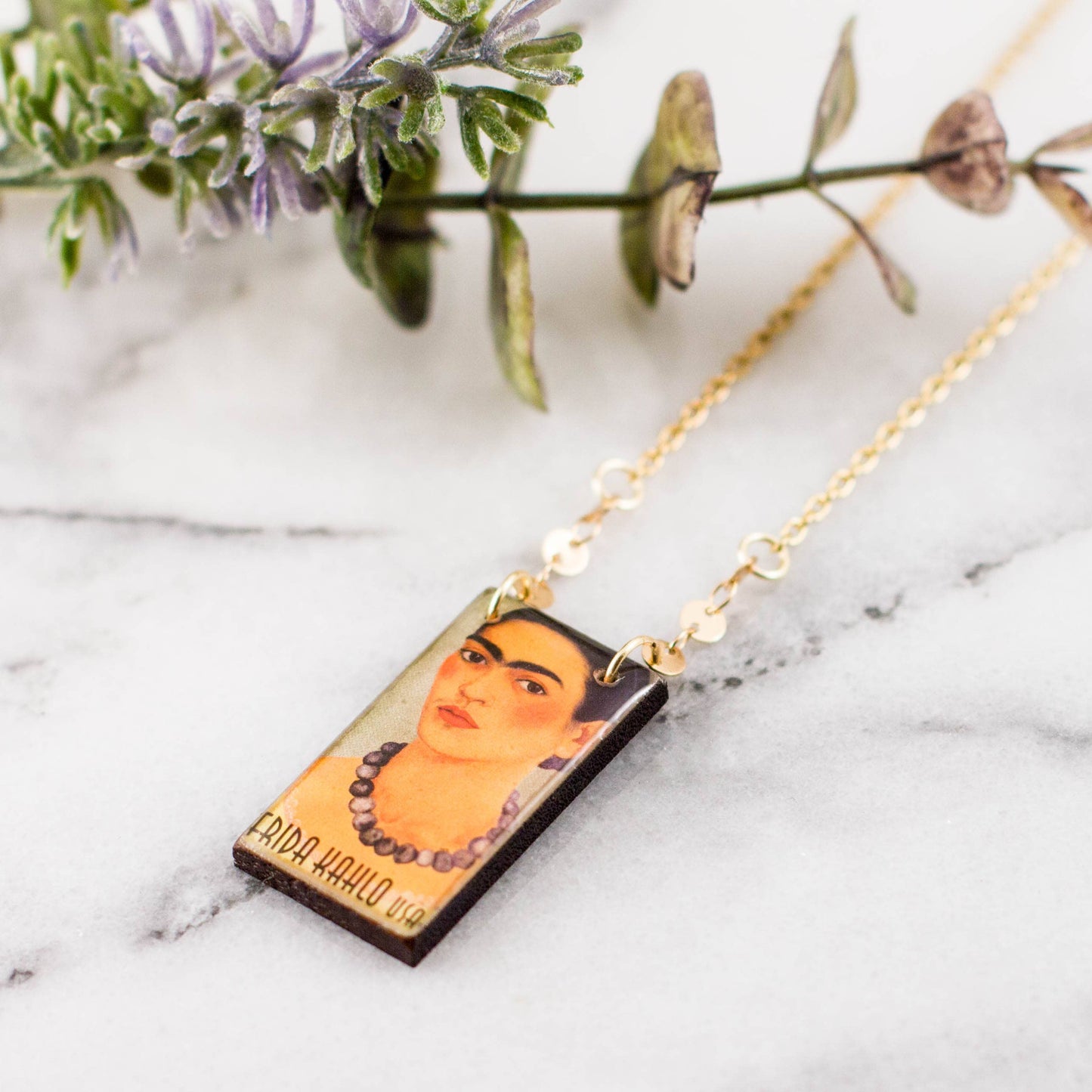 Frida Kahlo Vintage Postage Stamp Necklace