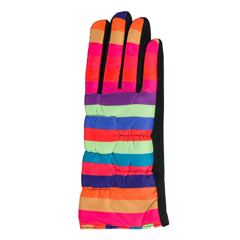 Top It Off - Macie Glove - Fall 2024: Hot Pink with Multi Color Stripes