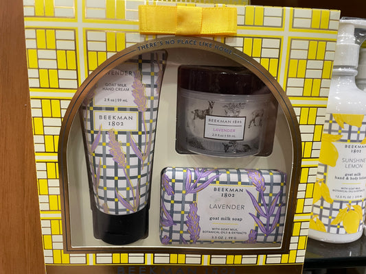 Lavender:  2oz Hand Cream, 2oz Body Cream, 3.5oz Bar Soap