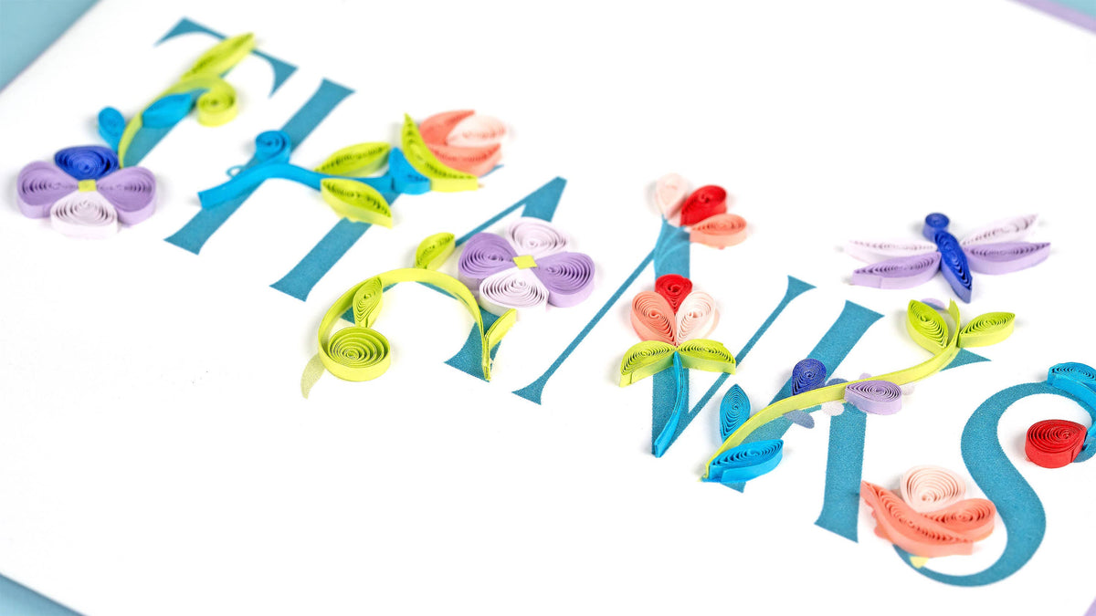 Quilling Card - Quilled Garden THANKS Greeting Card