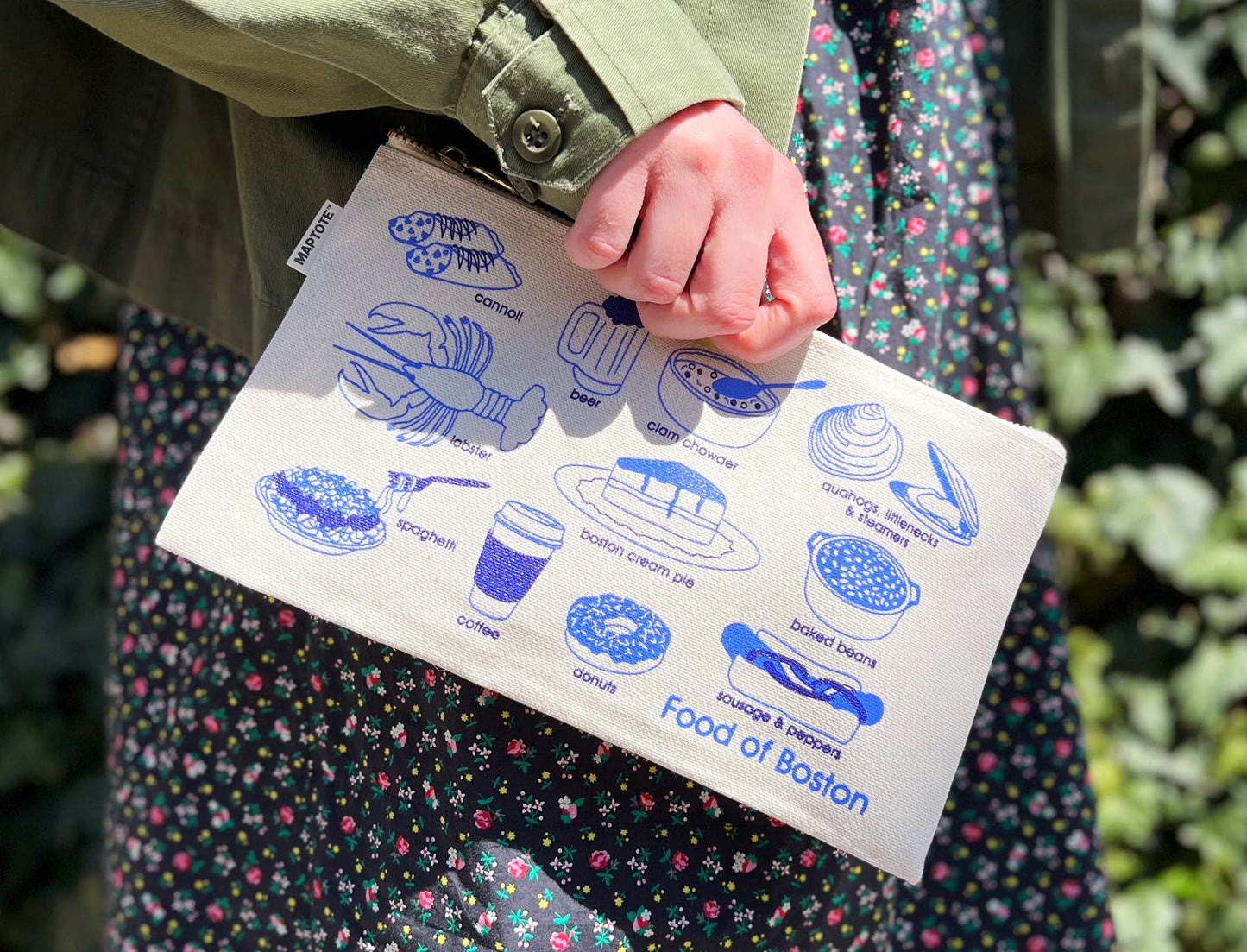Boston Foodie Slim Pouch - Cotton Canvas, USA Made