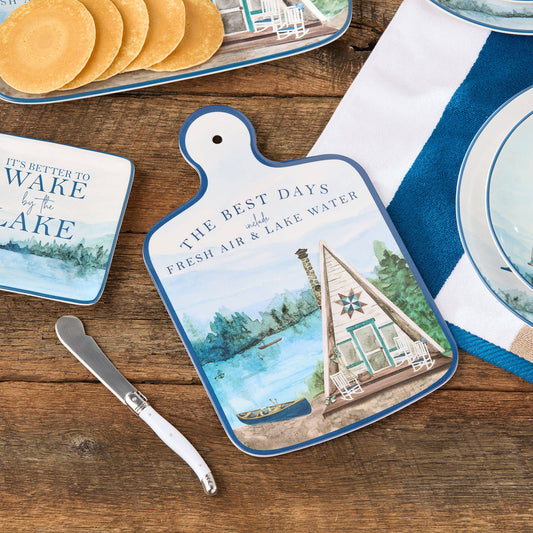 Wake At the Lake Melamine Cheese Board 13.25" with Knife