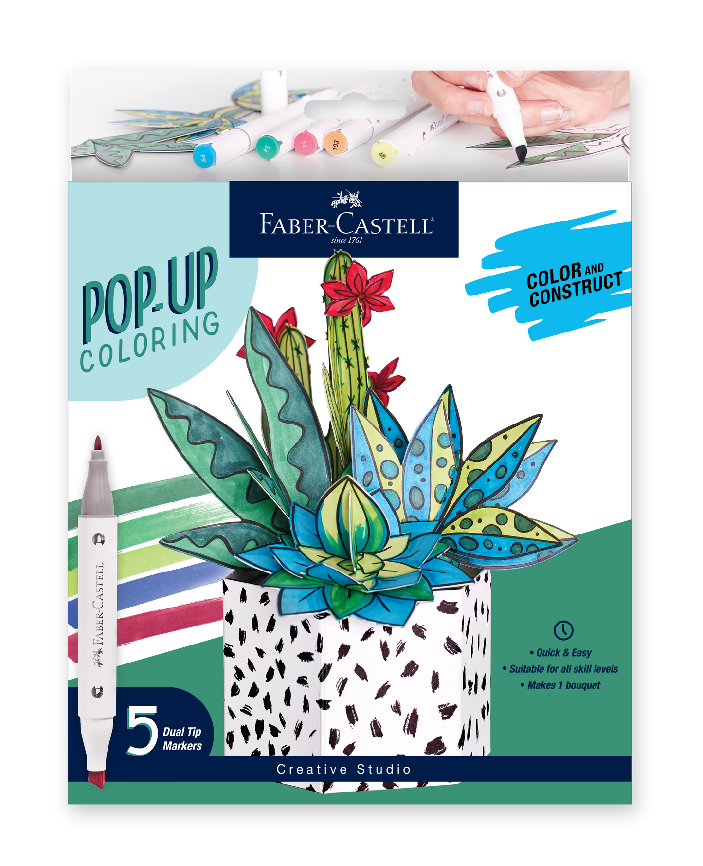 Pop Up Coloring Succulents Bouquet - Adult Coloring Craft