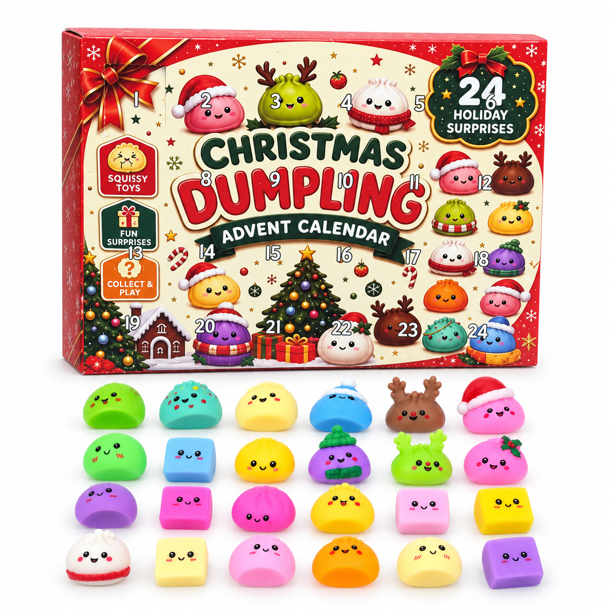Accessiorie (We Pay All Duties) - 24-Day Christmas Emoji Dumpling Squishy Advent Calendar