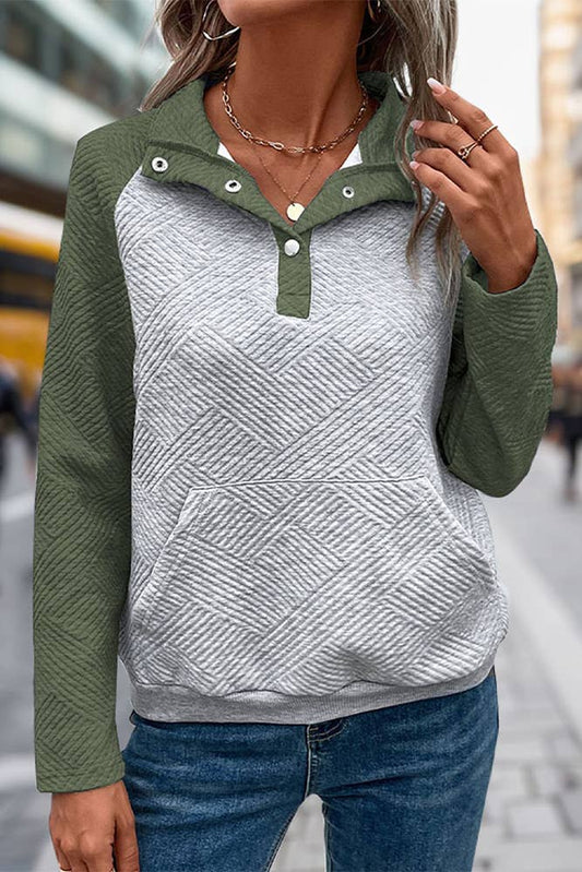 UNISHE - Fall Colorblock Kangaroo Pockets Sweatshirt BFZY1058