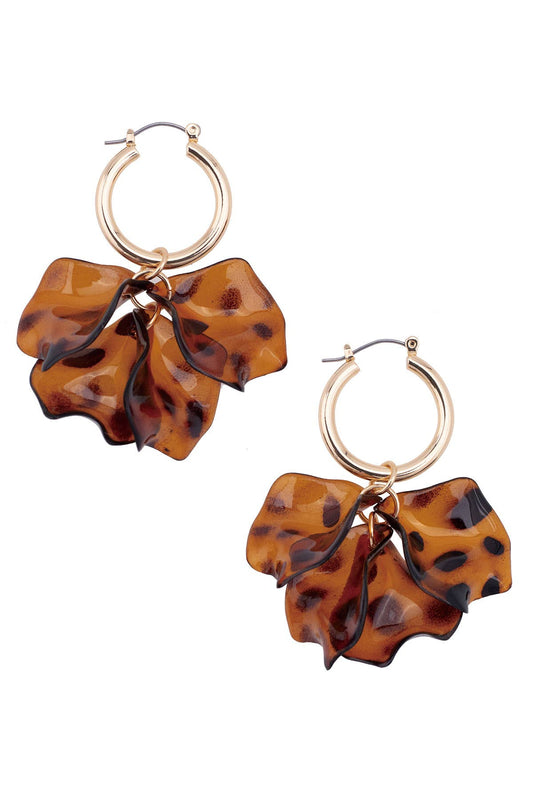 Tatiana Cluster Drop Hoop Earrings in Tortoise