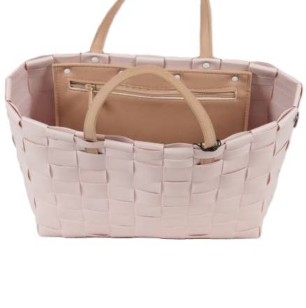 Petite Recycled Handwoven Small Tote w/Inside Pocket-Nude