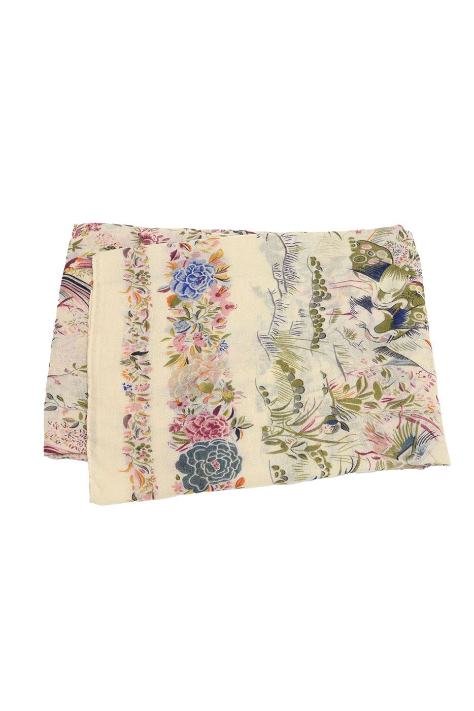 Blue Birds + Flowers Scarf 180X85