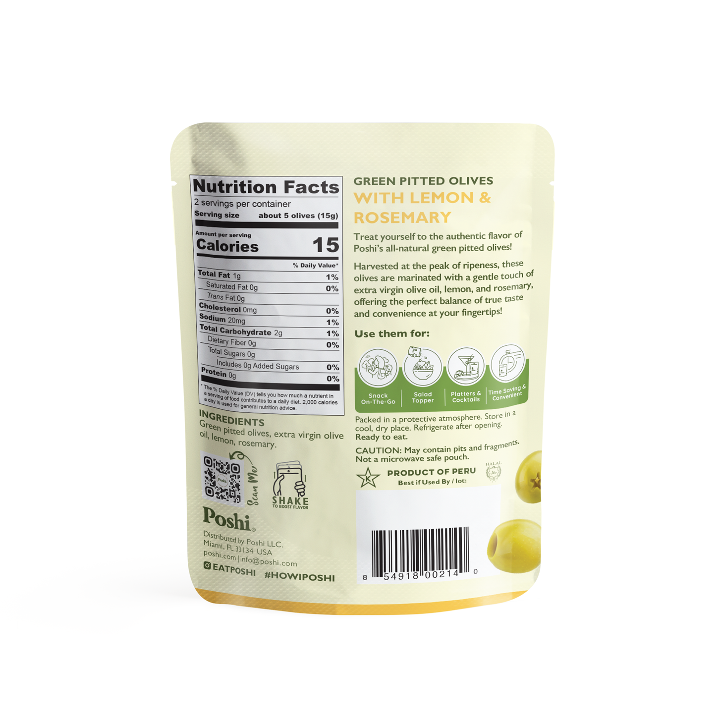 Lemon & Rosemary Pitted Green Olives 1.1oz