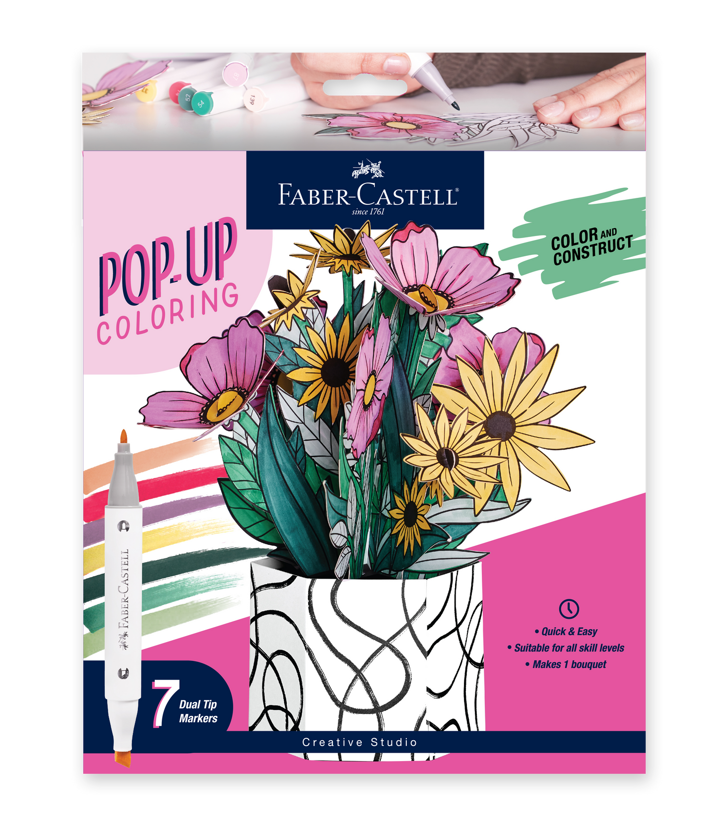 Faber-Castell / Creativity for Kids - Pop Up Coloring Wildflower Bouquet - Adult Coloring Craft