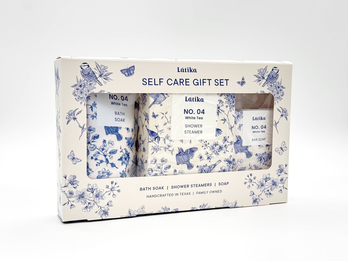 Latika Beauty - Self Care Gift Set - White Tea Bath, Steamer & Soap