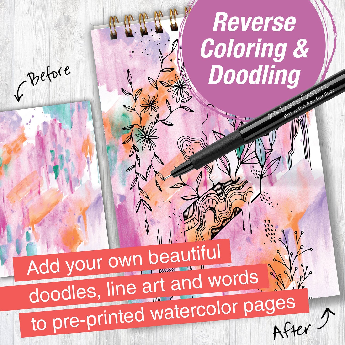 Reverse Coloring and Doodling Book - Neutral Edition
