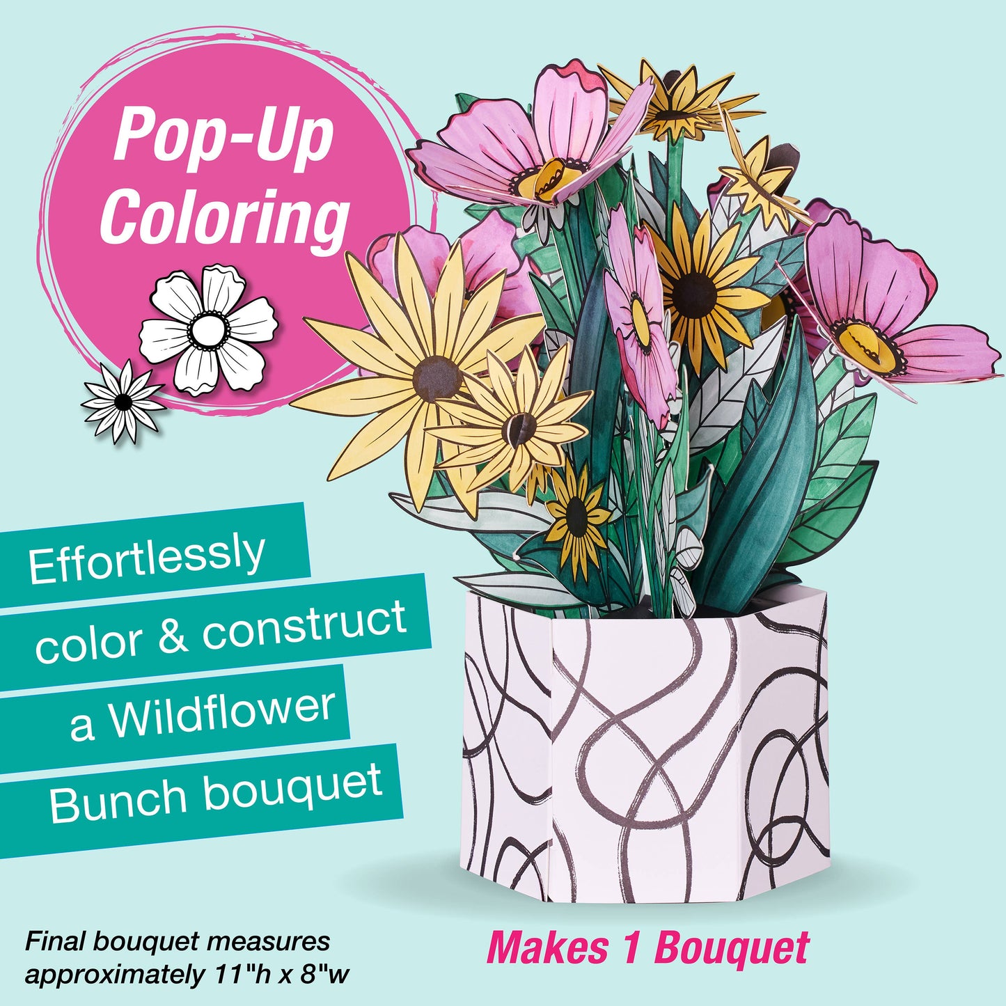 Faber-Castell / Creativity for Kids - Pop Up Coloring Wildflower Bouquet - Adult Coloring Craft