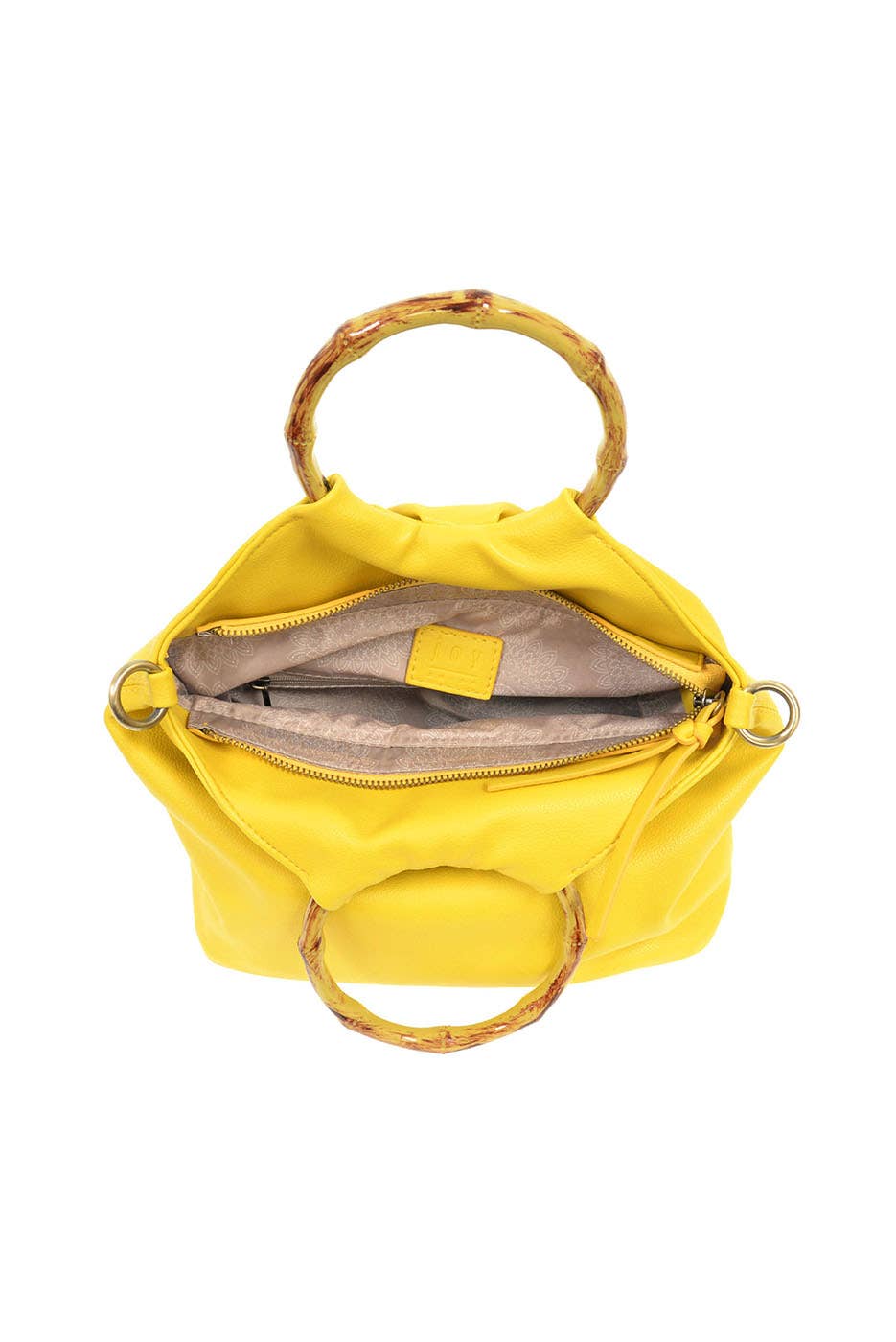 Red Natalie Bamboo Handle Pouf Bag