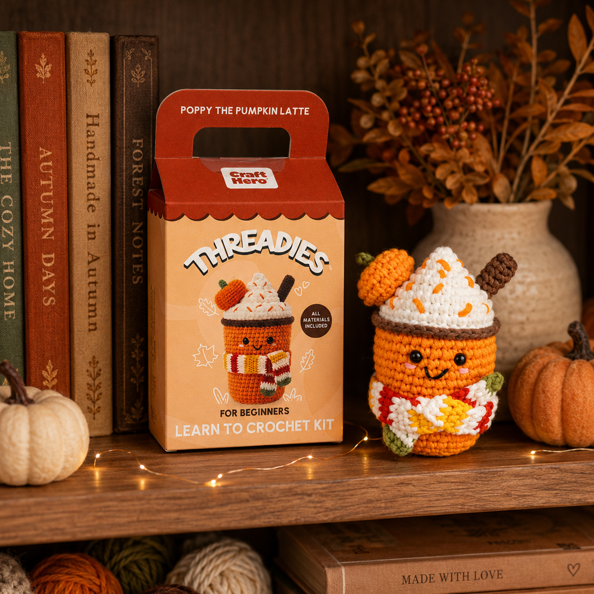 Craft Hero - Fall Crochet Kit for Beginners | Pumpkin Spice Latte | DIY