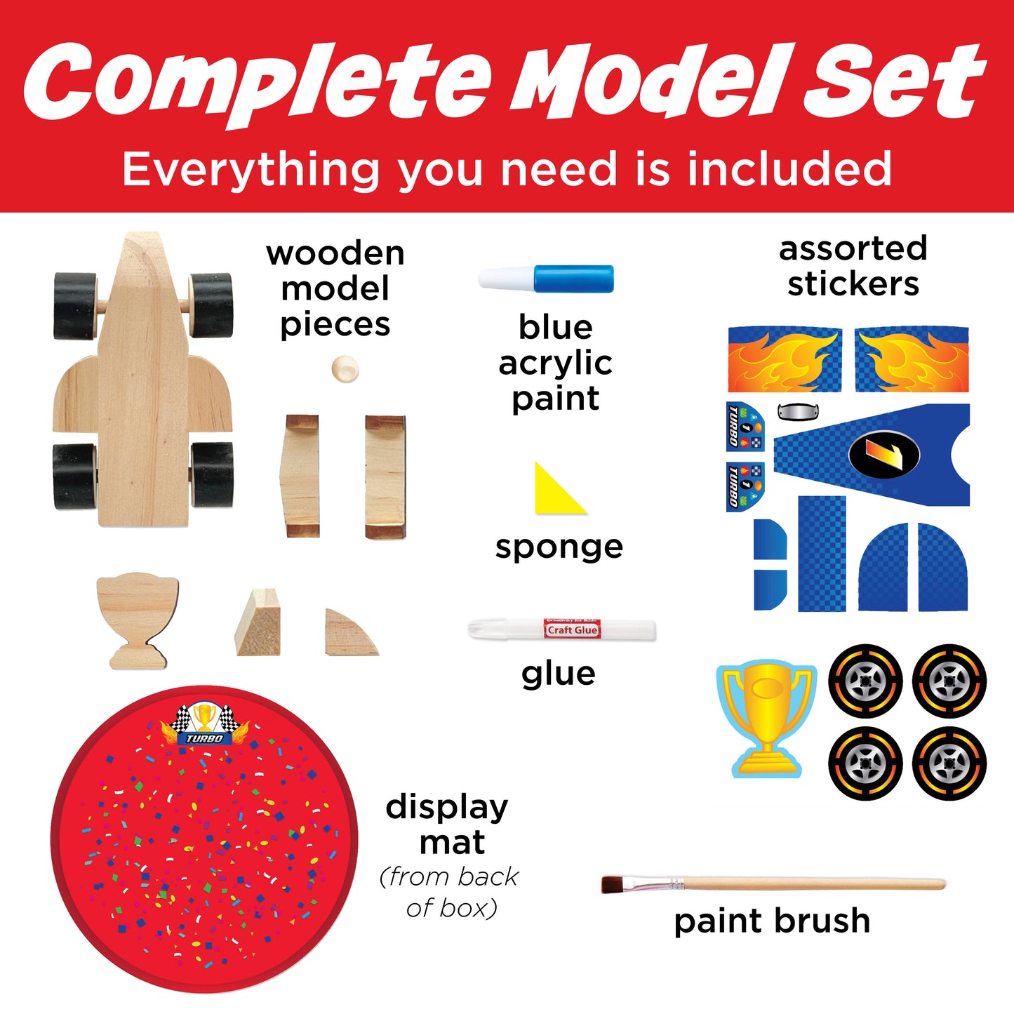 Faber-Castell / Creativity for Kids - Buildeez! Blaze Race Car - DIY Wooden Craft Kit for Kids