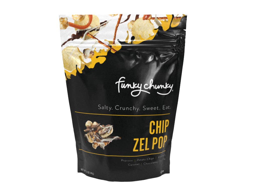 Funky Chunky - Chip Zel Pop | Caramel Popcorn with Chocolate | 5-ounce Bags