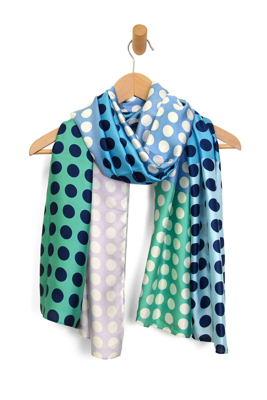 Blue Color Block Polka Dot Scarf 180X88