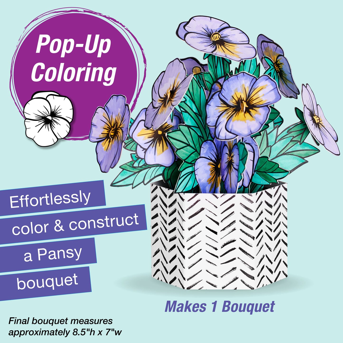 Pop Up Coloring Pansy Bouquet - Adult Coloring Craft