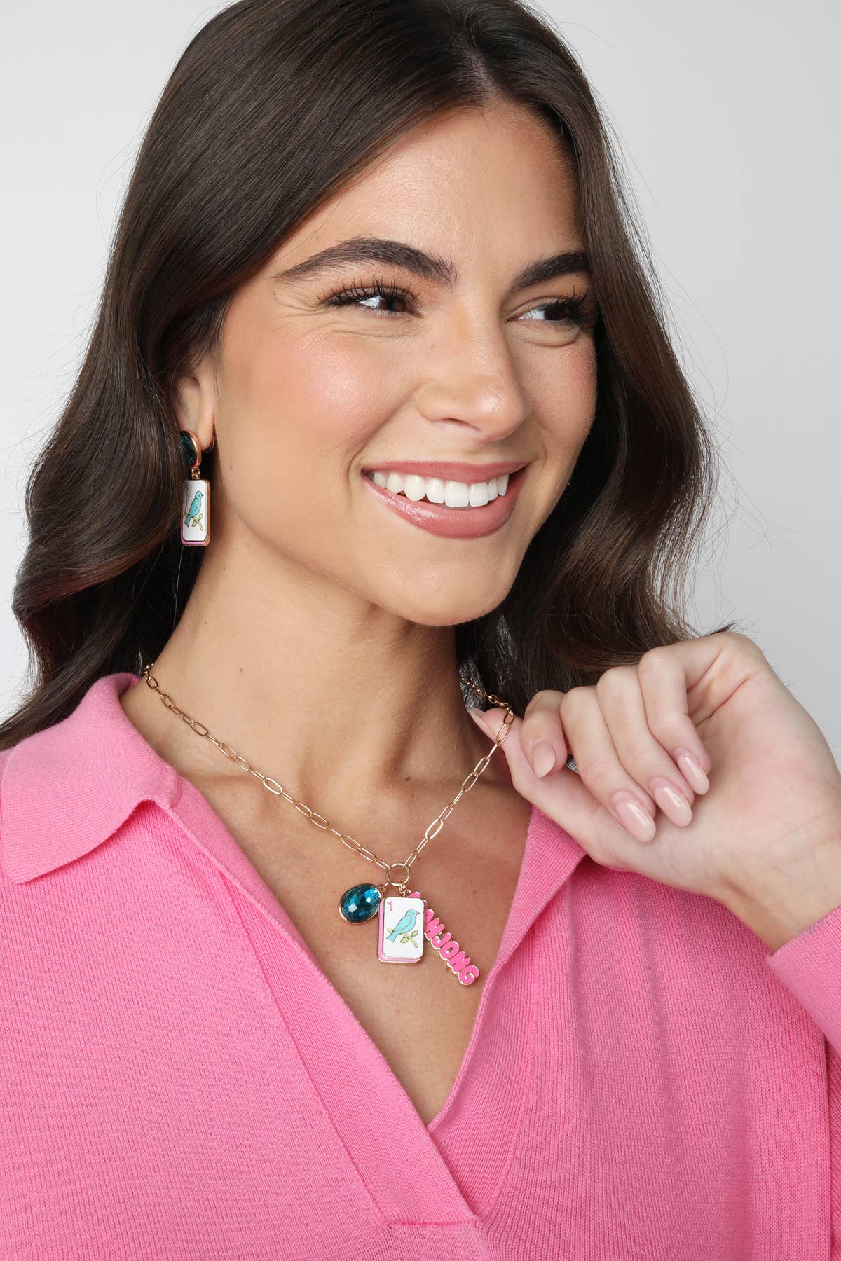 Canvas Style - Bird Bam Rhinestone Drop Earrings in Aqua
