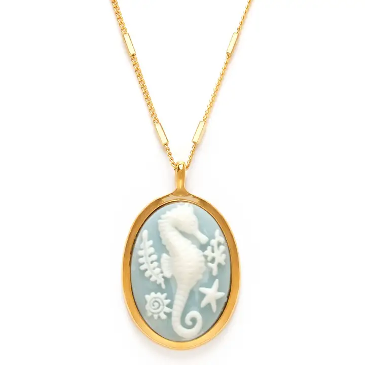 Seahorse Vintage Cameo Necklace